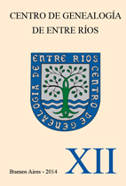 Tapa de Revista de genealogía de Entre Ríos Tomo XII