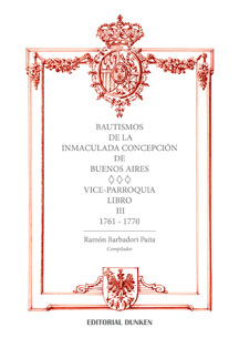 Tapa de Bautismos de la Inmaculada Concepción de Buenos Aires - Vice-Parroquia Libro III